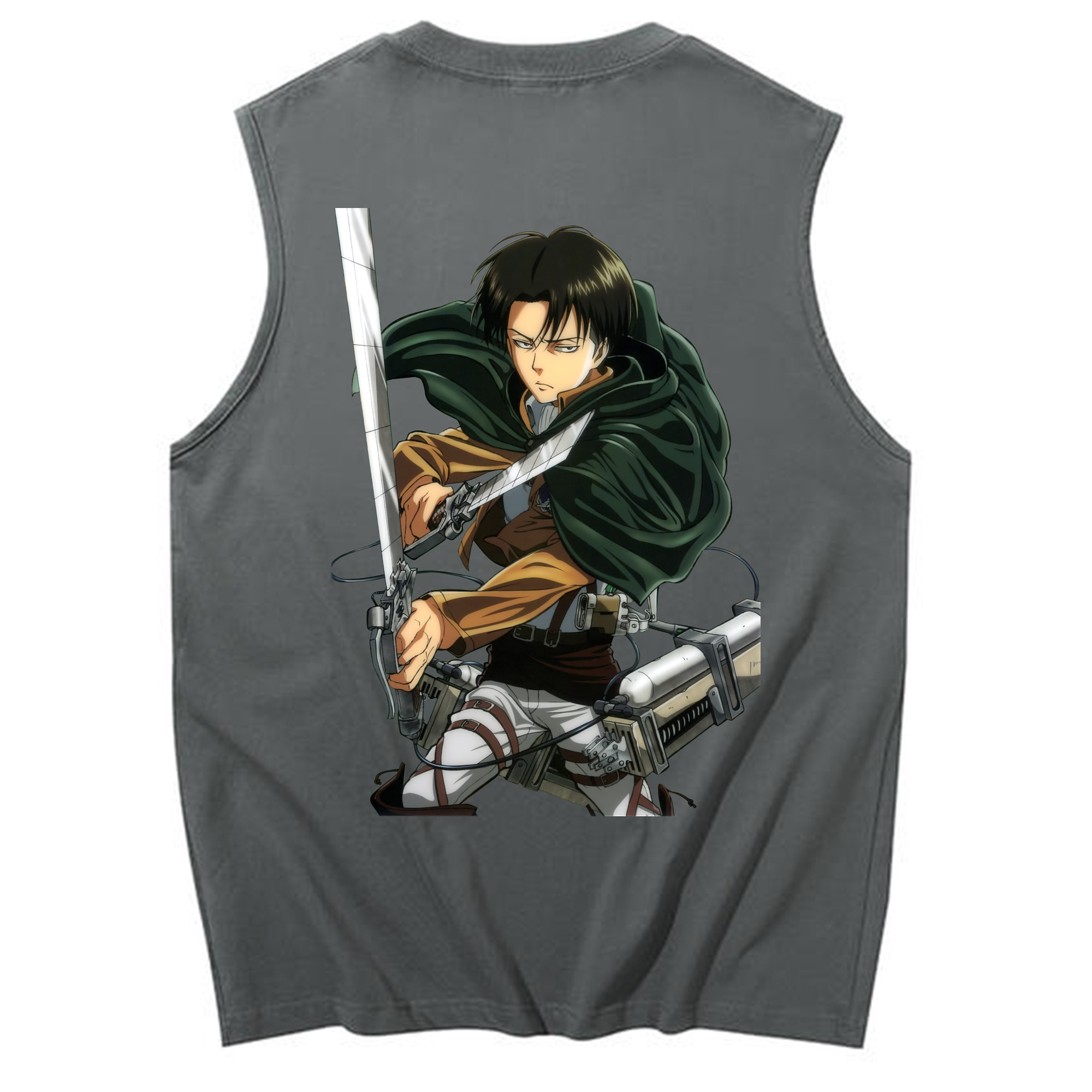 （画像用） 進撃の巨人 リヴァイ·アッカーマン Attack on Titan Levi Ackerman コットン100％タンクトップ（背面プリント）